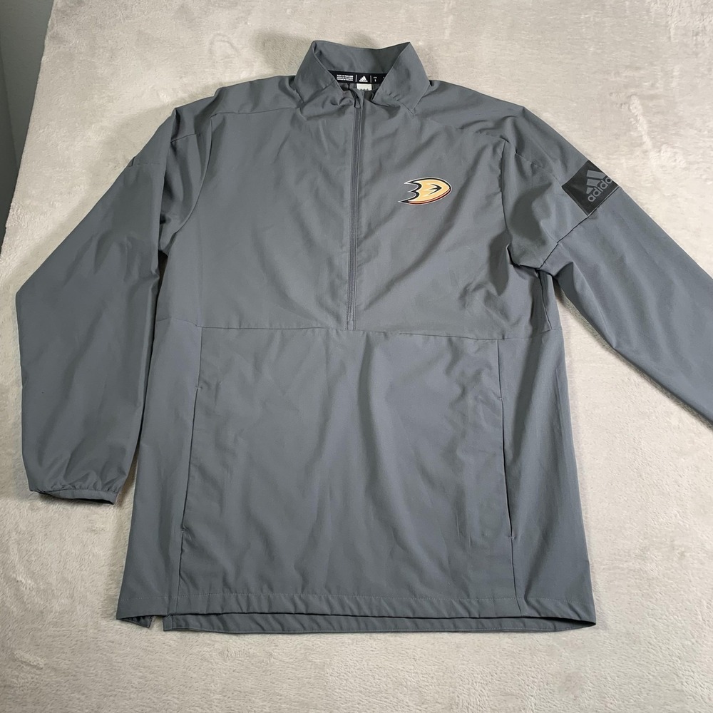 Anaheim Ducks Jacket Mens Small Gray NHL Hockey‎ Pullover Climalite Adidas EUC